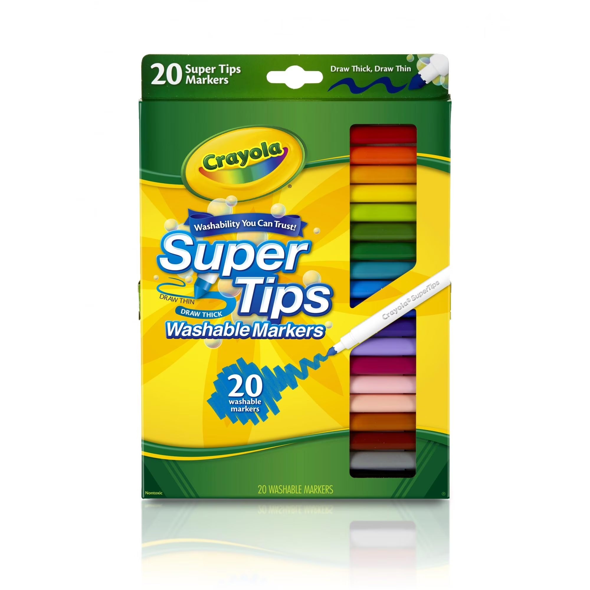 Super Tips Washable Markers for Kids, 20 Ct, School Supplies, Classroom Must Haves, Bullet Journaling, Gift for Kids, Ages 3+