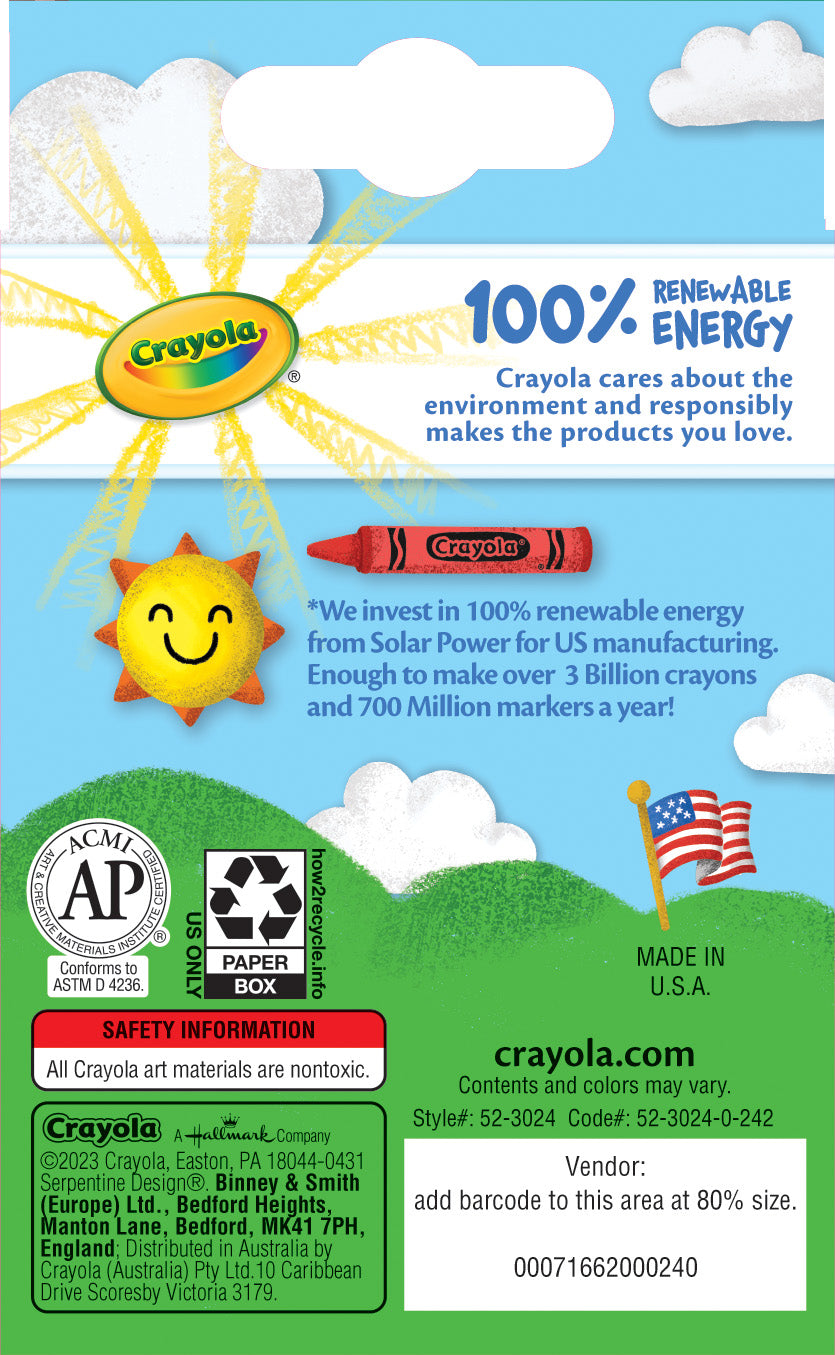 Crayons, 24 Count, Back to School Supplies, Classroom Must Haves for Teachers, Classic Colors, Gifts, 3+