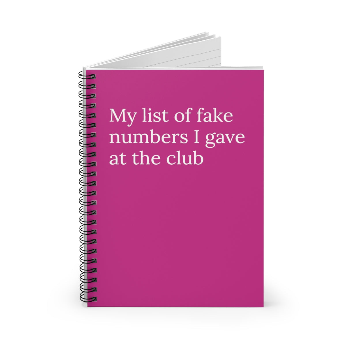 My list of fake numbers I gave at the club Spiral Funny Notebook