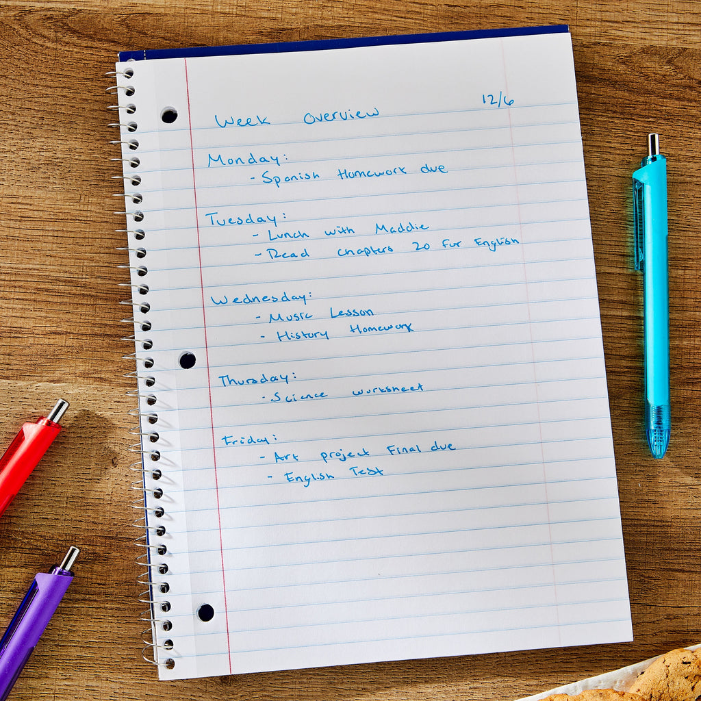 Wide Ruled 1-Subject Notebook, 8" X 10.5", Blue, 70 Sheets