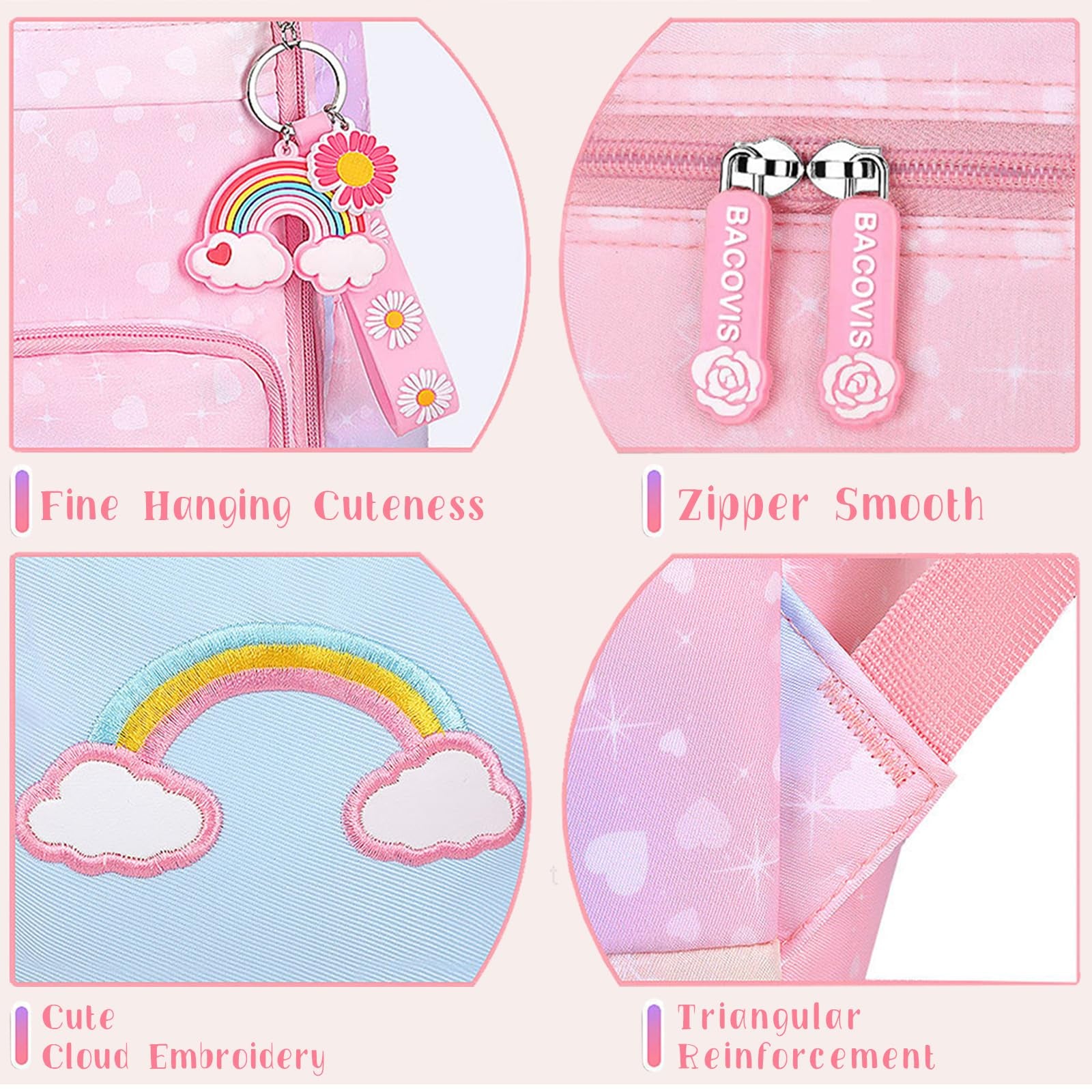 School Bag Backpacks for Girls,Shoulder Children School Bookbags for Kids,Primary School Season Gift,Pink