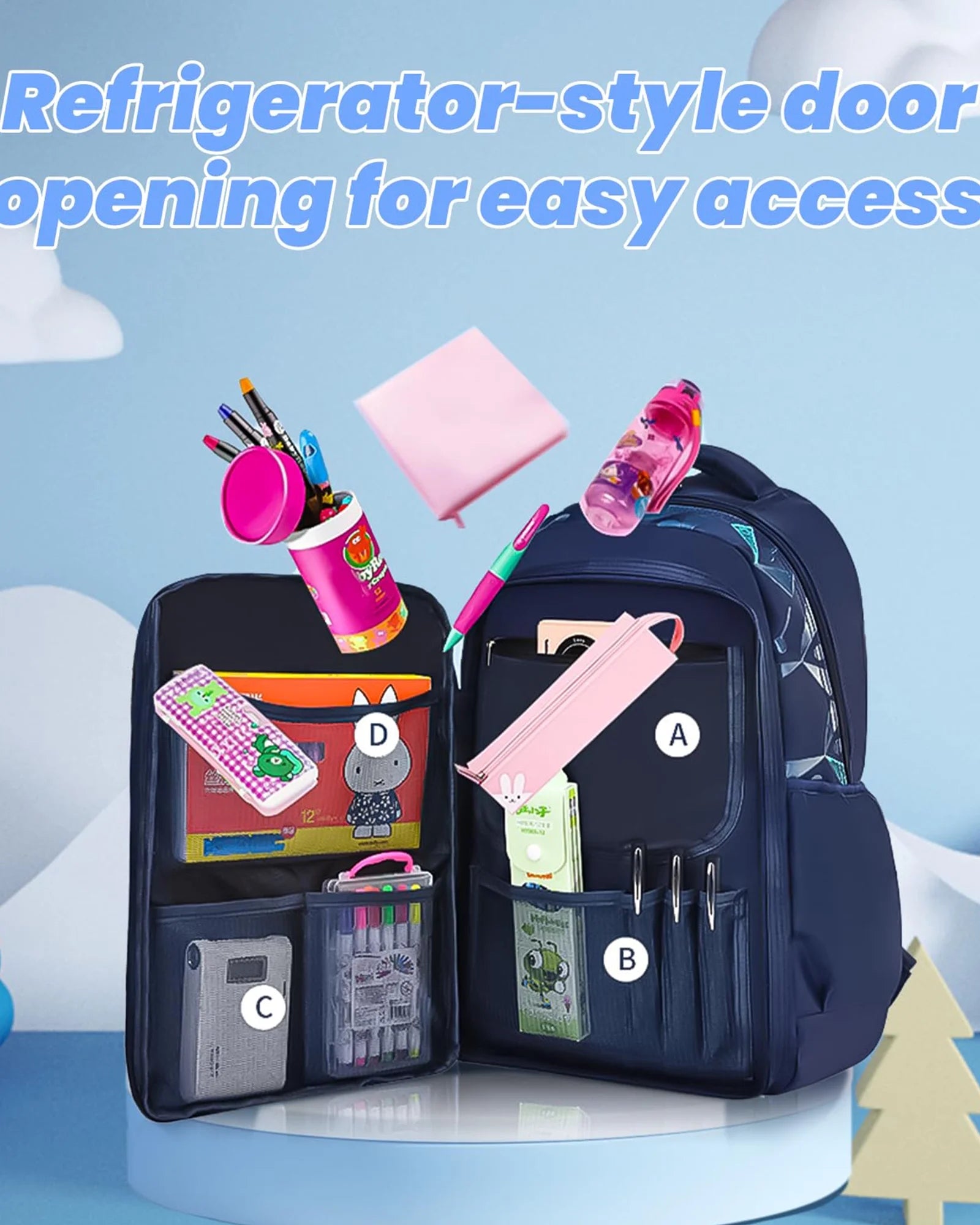 Boys School Backpacks for Kids, Fashion Bookbags for Teens, Lightweight Shoulder School Bags, Blue