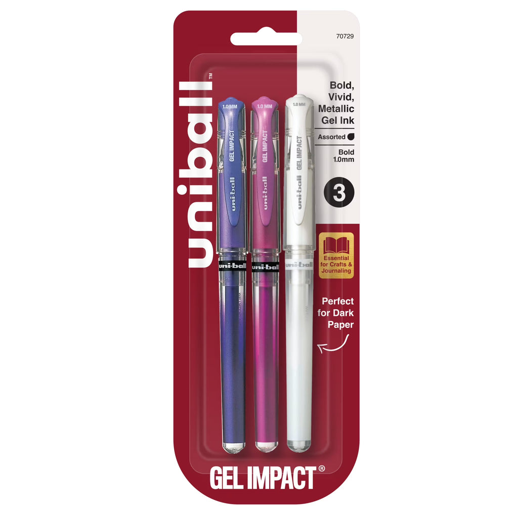 ™ Signo Gel Impact Pens, Bold Point (1.0Mm), Assorted Metallic, 3 Pack