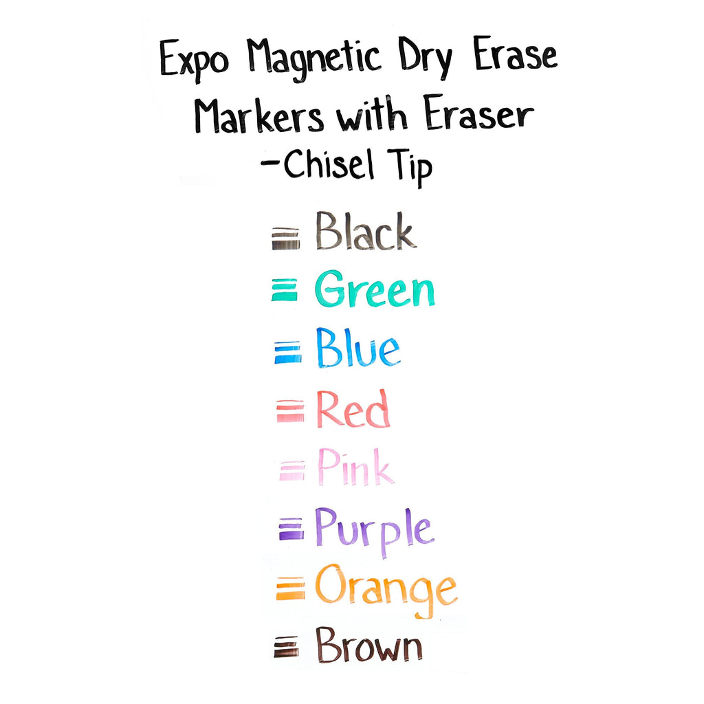 EXPO Magnetic Dry Erase Markers with Eraser, Chisel Tip, Assorted, 8