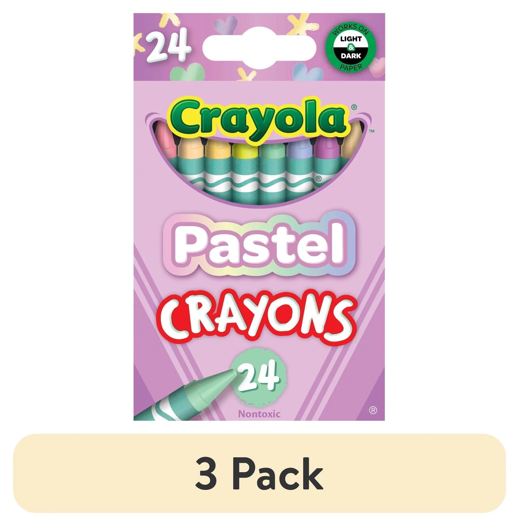 (3 Pack)  24 Ct Pastel Crayons, School Supplies, Art Supplies, Creative Gifts for Kids Ages 3+