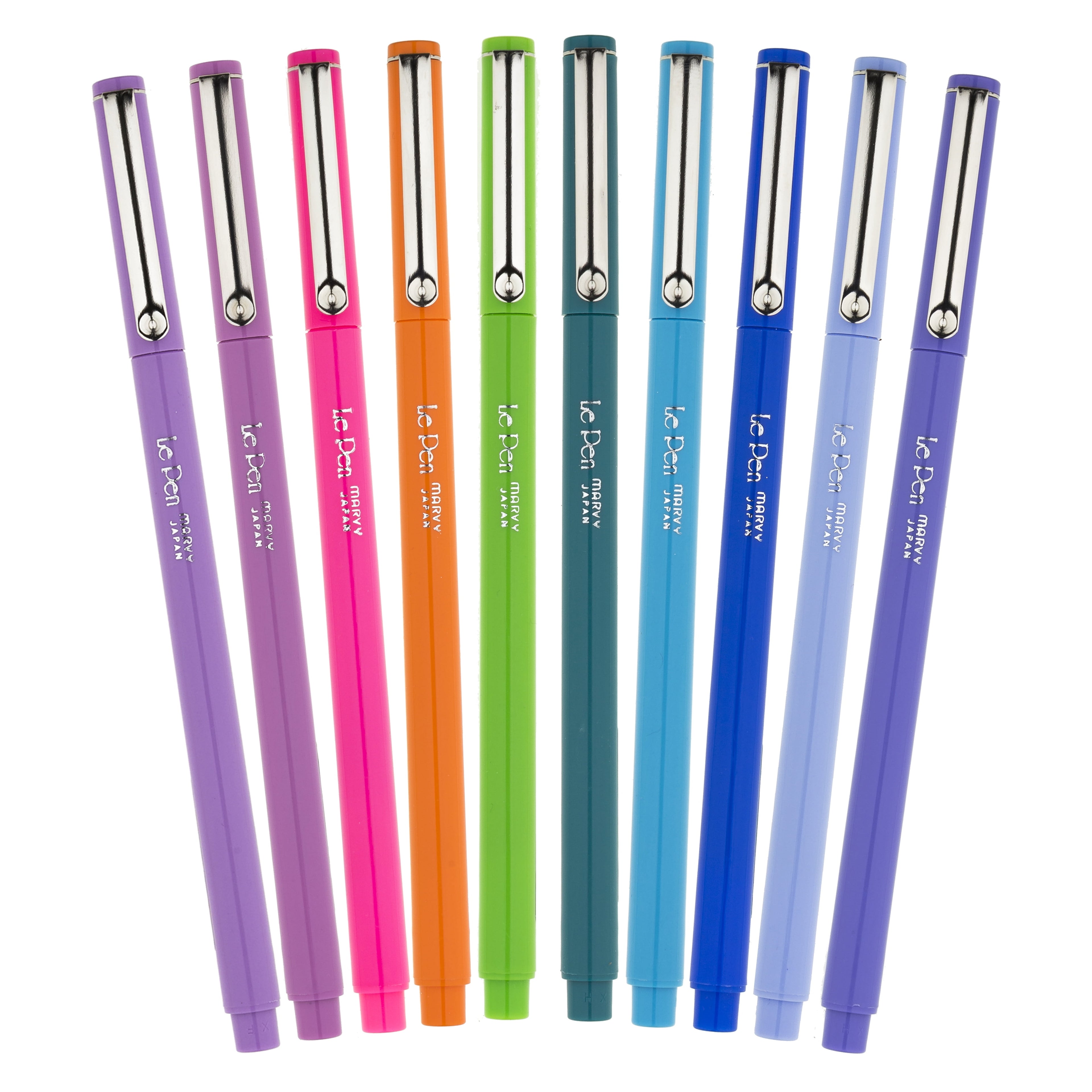 Le Pen Brand , Lepen, Felt Tip Pens, Bright Colors, Medium Point, 0.3 Mm, 10 Count Assorted Pens,
