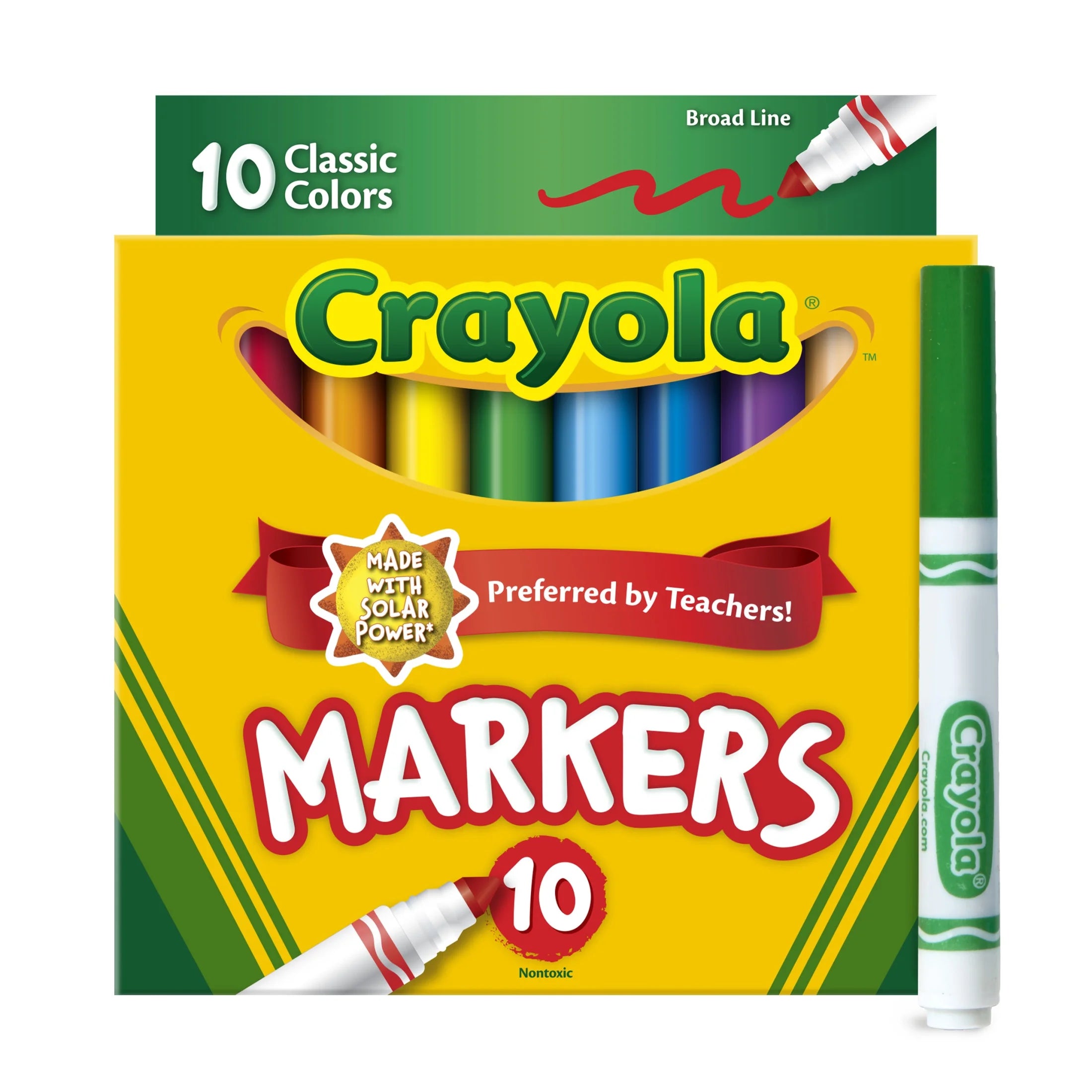 Broad Line Markers, 10 Ct Classic Colors, School Supplies for Teachers and Kids, Classroom Essentials, 3+