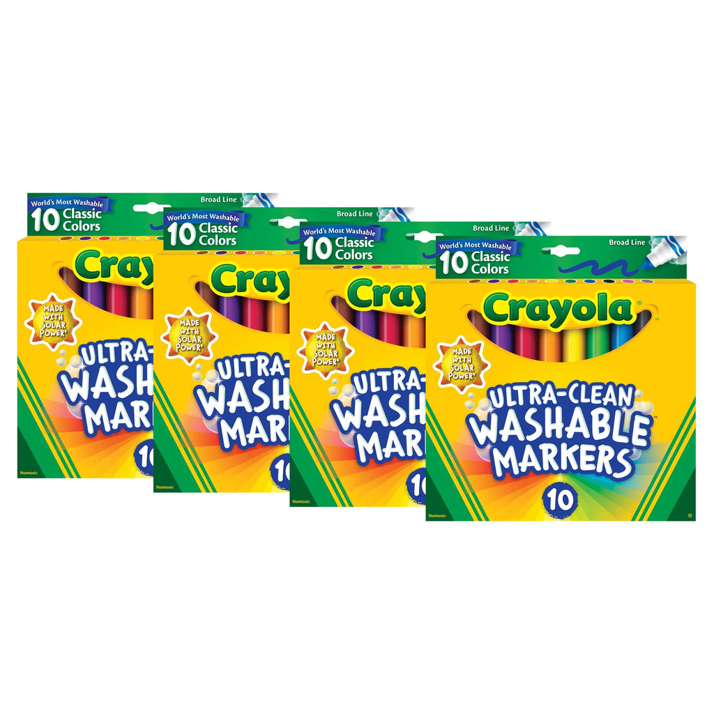 (4 Pack)  Ultra-Clean Washable Broad Line Markers, Art Supplies, Back to School Supplies, 10 Ct