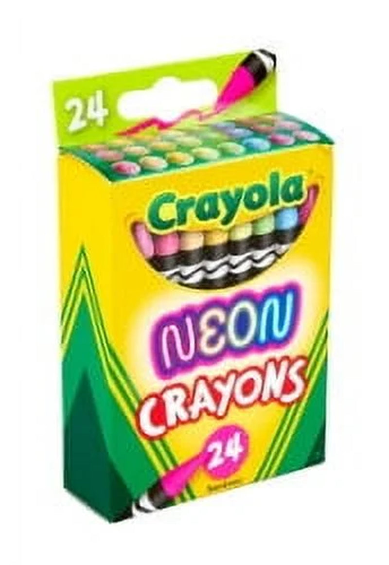 Neon Crayons, 24 Ct, School Supplies, Classroom Must Haves, Cute Crayons, Arts & Crafts, Coloring Gift for Kids, Ages 3+