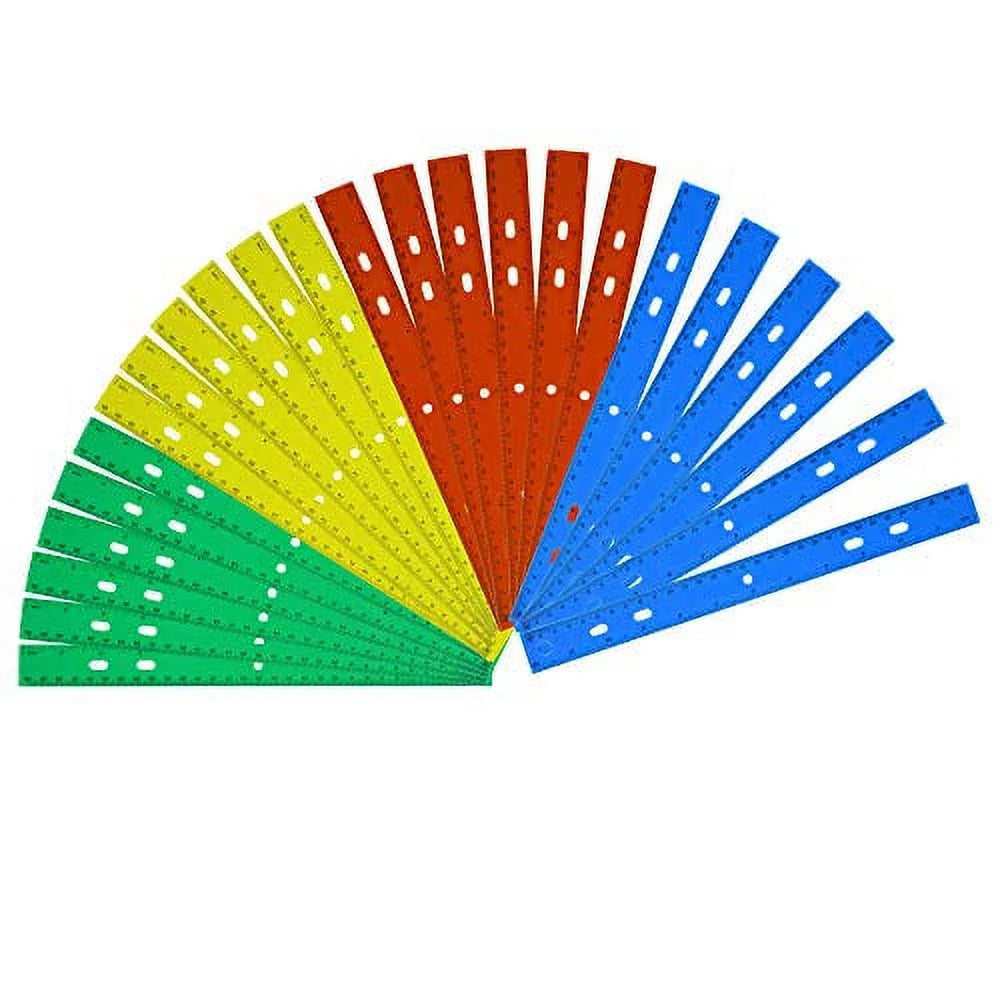 24 Pack of Bulk Wholesale Plastic 12"L Metric Rulers in Red, Yellow, Blue and Green - 24 Count of Plastic 12"L Metric Rulers