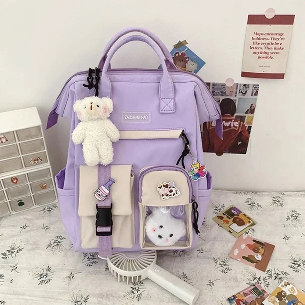School Backpack for Elementary Primary Middle Kawaii School Bag for Teens Student Bookbag Back to School Bag
