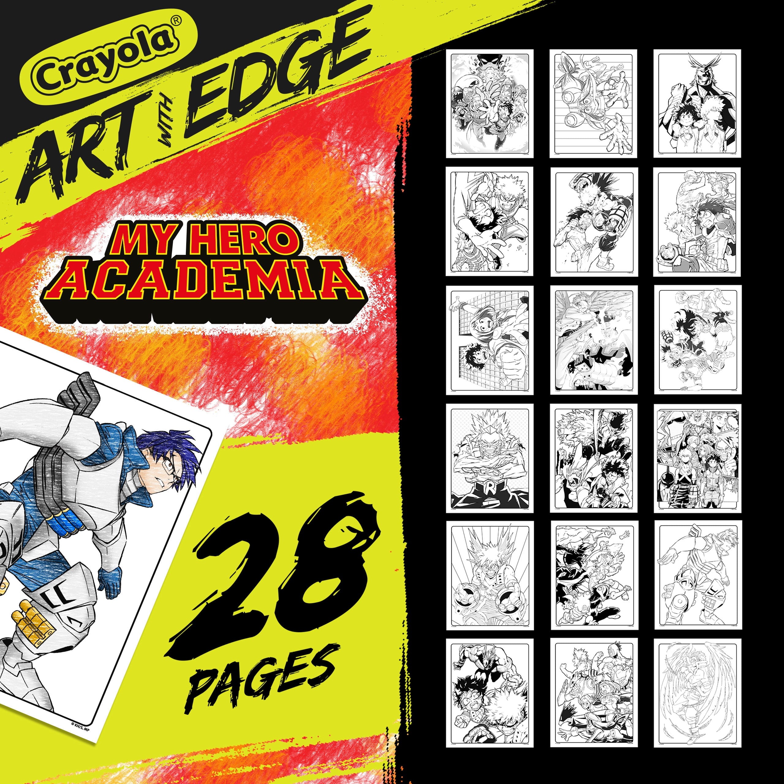 My Hero Academia 28 Coloring Pages & 1 Poster, Art with Edge, Adult Coloring Gift