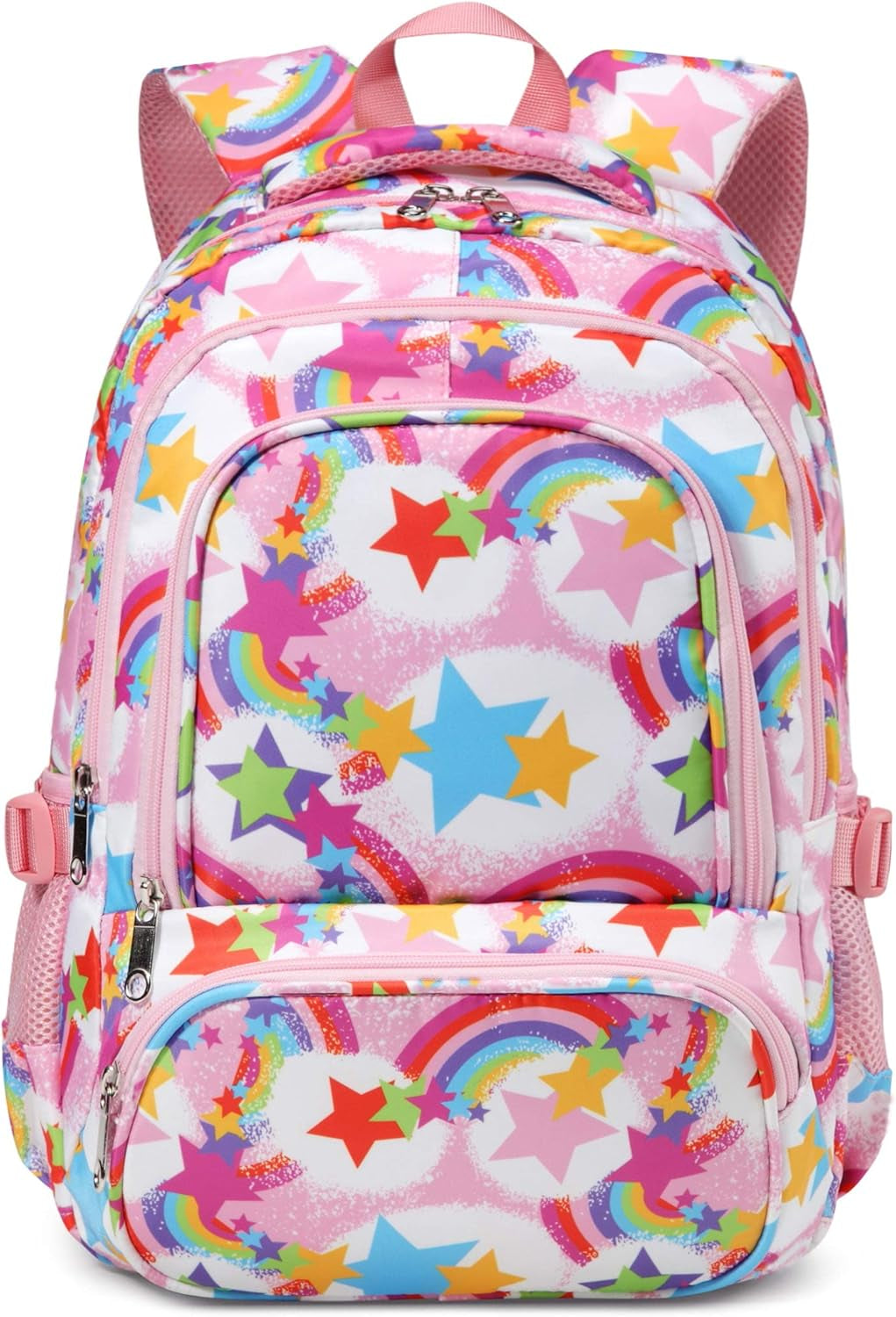 Kids Backpack for Girls Elementary Primary School Bags for Kindergarten Childs Bookbags Lightweight Cute Gifts 17" Mochilas Escolares Para Niñas De 6 7 8 9 Rainbow Pink