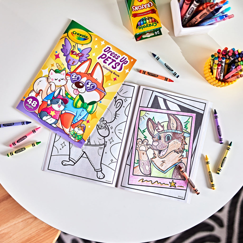 Dress up Pets, 48 Page Coloring Book, Gift for Kids