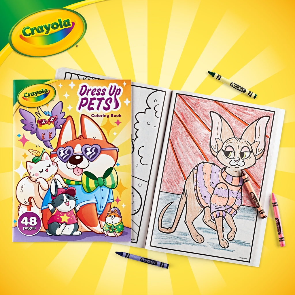 Dress up Pets, 48 Page Coloring Book, Gift for Kids