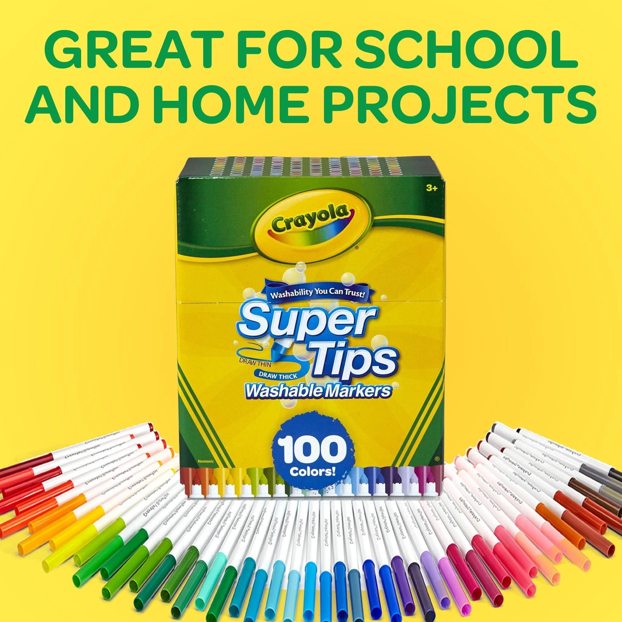 Super Tips Washable Markers, 100 Ct, School Supplies, Classroom Must Haves, Coloring Gifts for Kids and Teens, Ages 3+