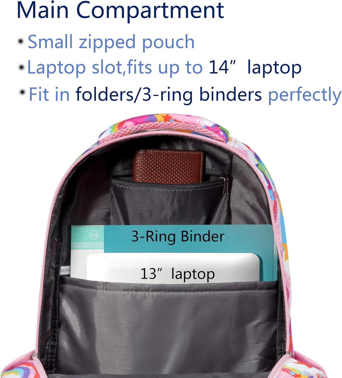 Kids Backpack for Girls Elementary Primary School Bags for Kindergarten Childs Bookbags Lightweight Cute Gifts 17" Mochilas Escolares Para Niñas De 6 7 8 9 Rainbow Pink