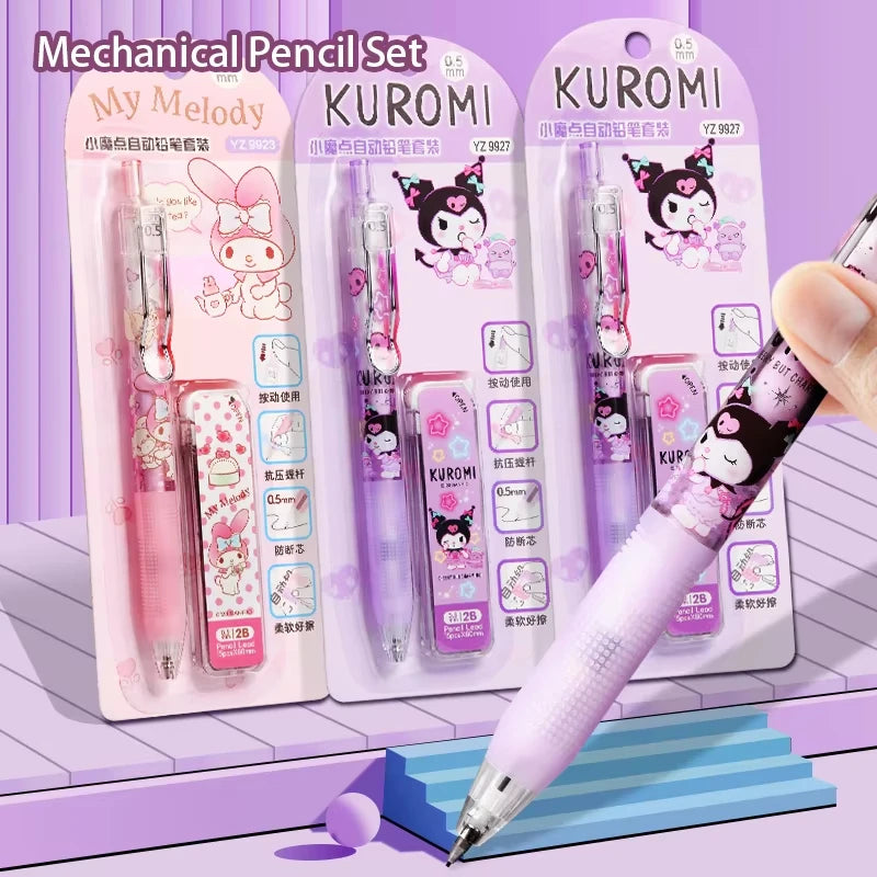 Kawaii 0.5mm Mechanical Pencil with Refills Cute Cartoon for School Office Student Stationery Kids Creative Gift Tool