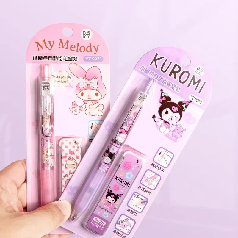 Kawaii 0.5mm Mechanical Pencil with Refills Cute Cartoon for School Office Student Stationery Kids Creative Gift Tool