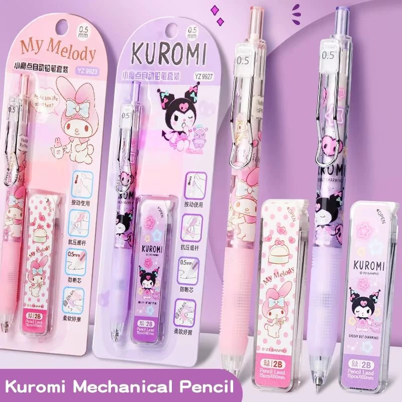 Kawaii 0.5mm Mechanical Pencil with Refills Cute Cartoon for School Office Student Stationery Kids Creative Gift Tool