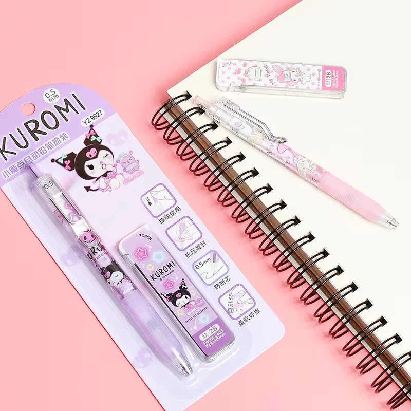 Kawaii 0.5mm Mechanical Pencil with Refills Cute Cartoon for School Office Student Stationery Kids Creative Gift Tool