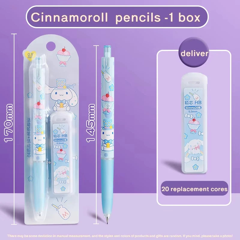 Kawaii 0.5mm Mechanical Pencil with Refills Cute Cartoon for School Office Student Stationery Kids Creative Gift Tool