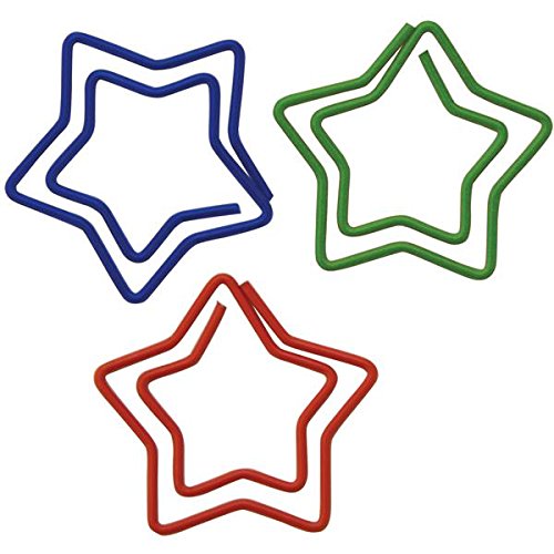 Baumgartens Star Vinyl Coated Paper Clips 20 Pack ASSORTED Colors