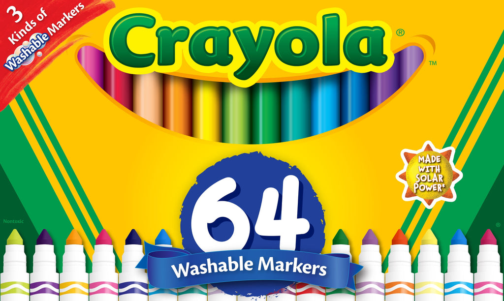 Washable Broad Line Markers with Gel FX Markers, 64 Count