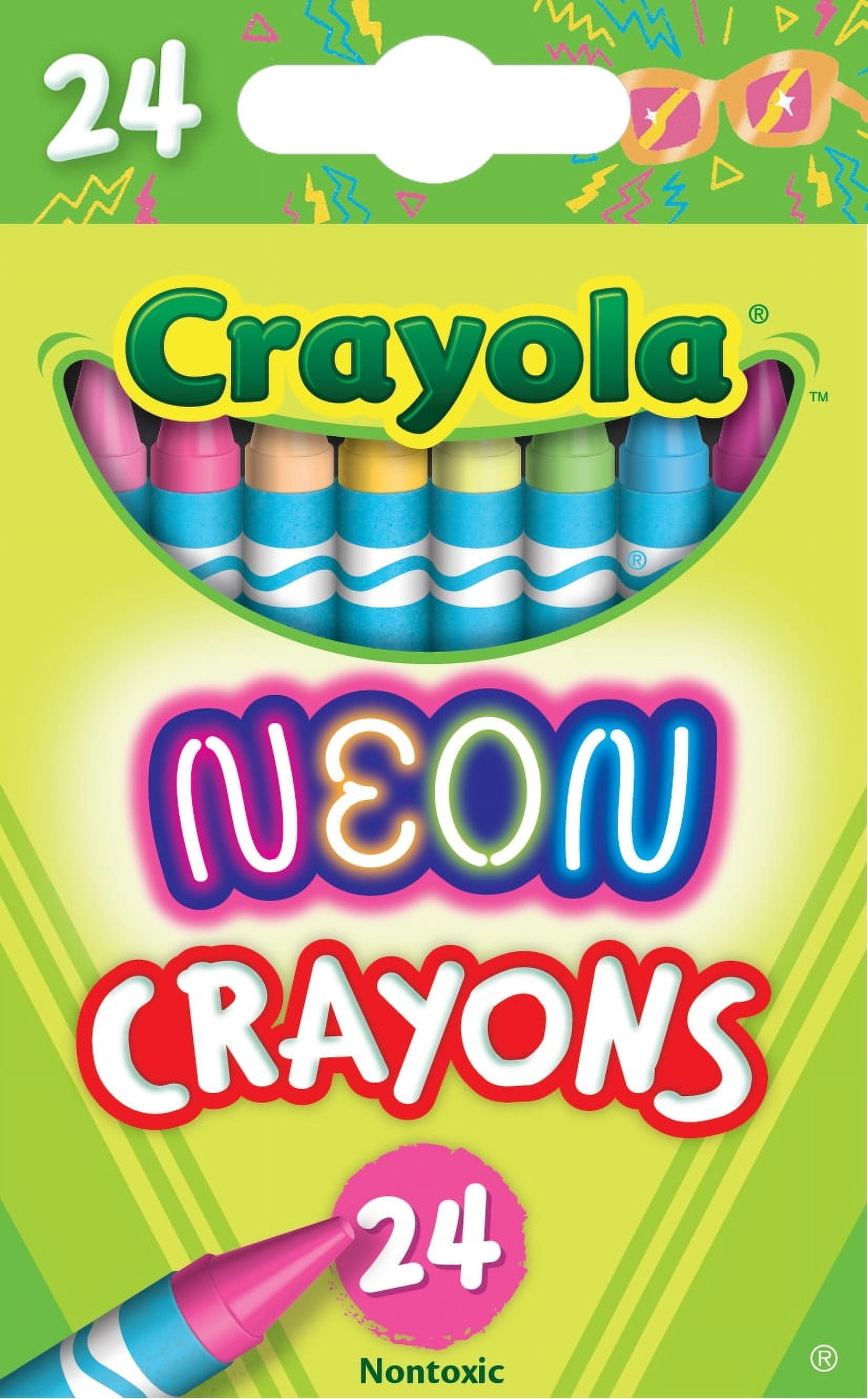 Neon Crayons, 24 Ct, School Supplies, Classroom Must Haves, Cute Crayons, Arts & Crafts, Coloring Gift for Kids, Ages 3+