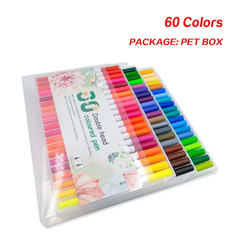 Dual Tip Brush Pen Fine Line Colored Marker Pens Washable Water-soluble Watercolor Pens for Drawing Painting Art Supplies