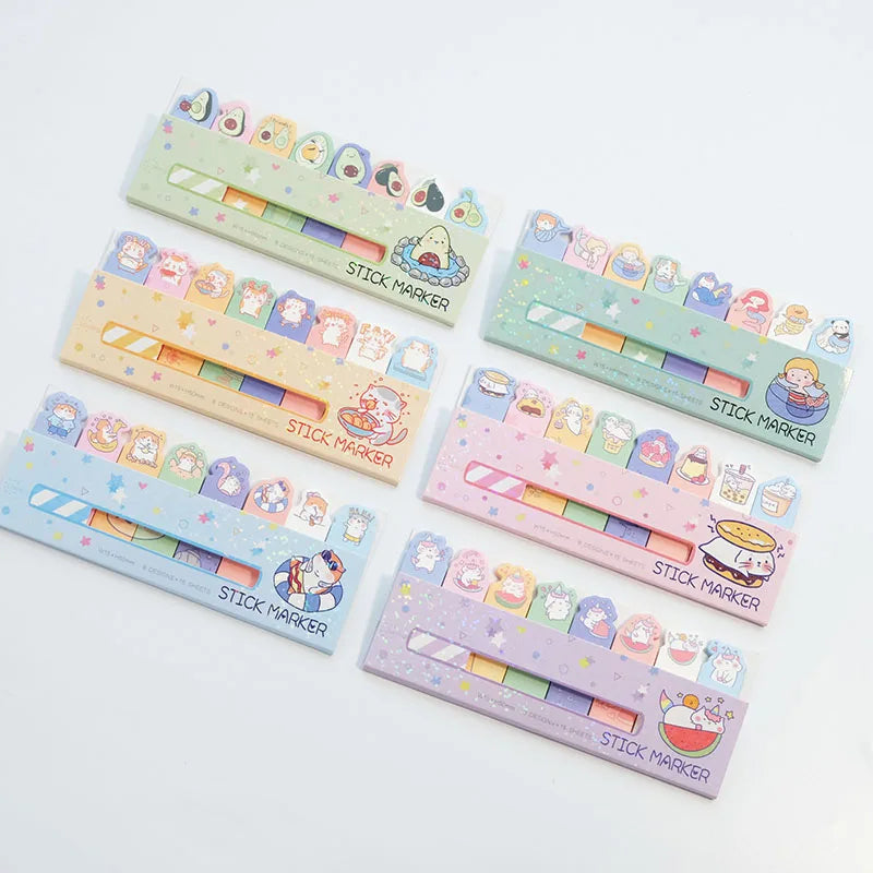 Nekoni Kawaii Animal Sticky Notes – Cute Self-Stick Memo Pad & Bookmarks