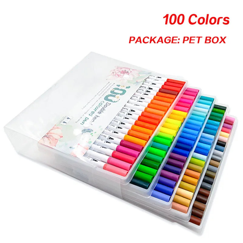 Dual Tip Brush Pen Fine Line Colored Marker Pens Washable Water-soluble Watercolor Pens for Drawing Painting Art Supplies