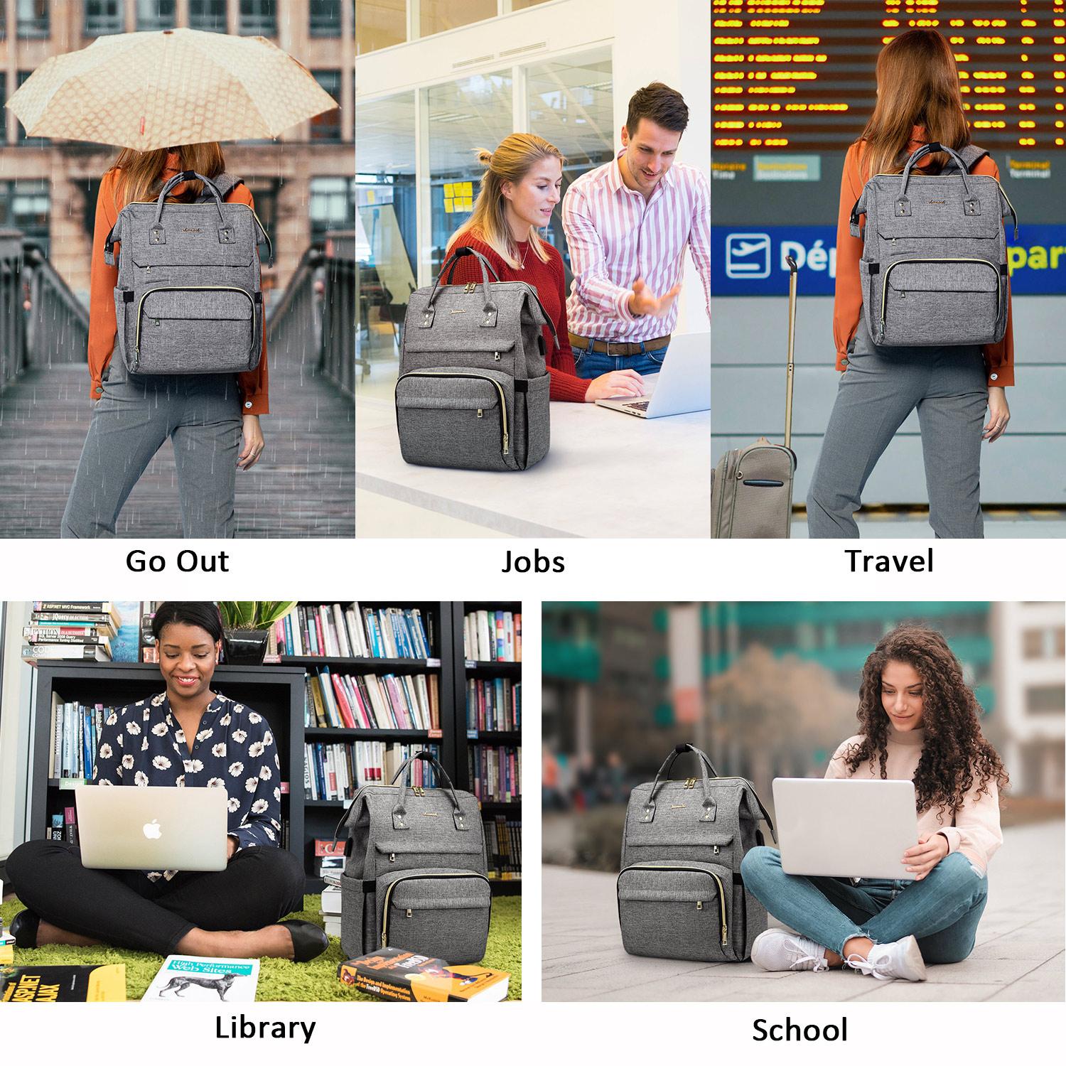LOVEVOOK Laptop Backpack 13-17" USB Travel School Bag for Women Business
