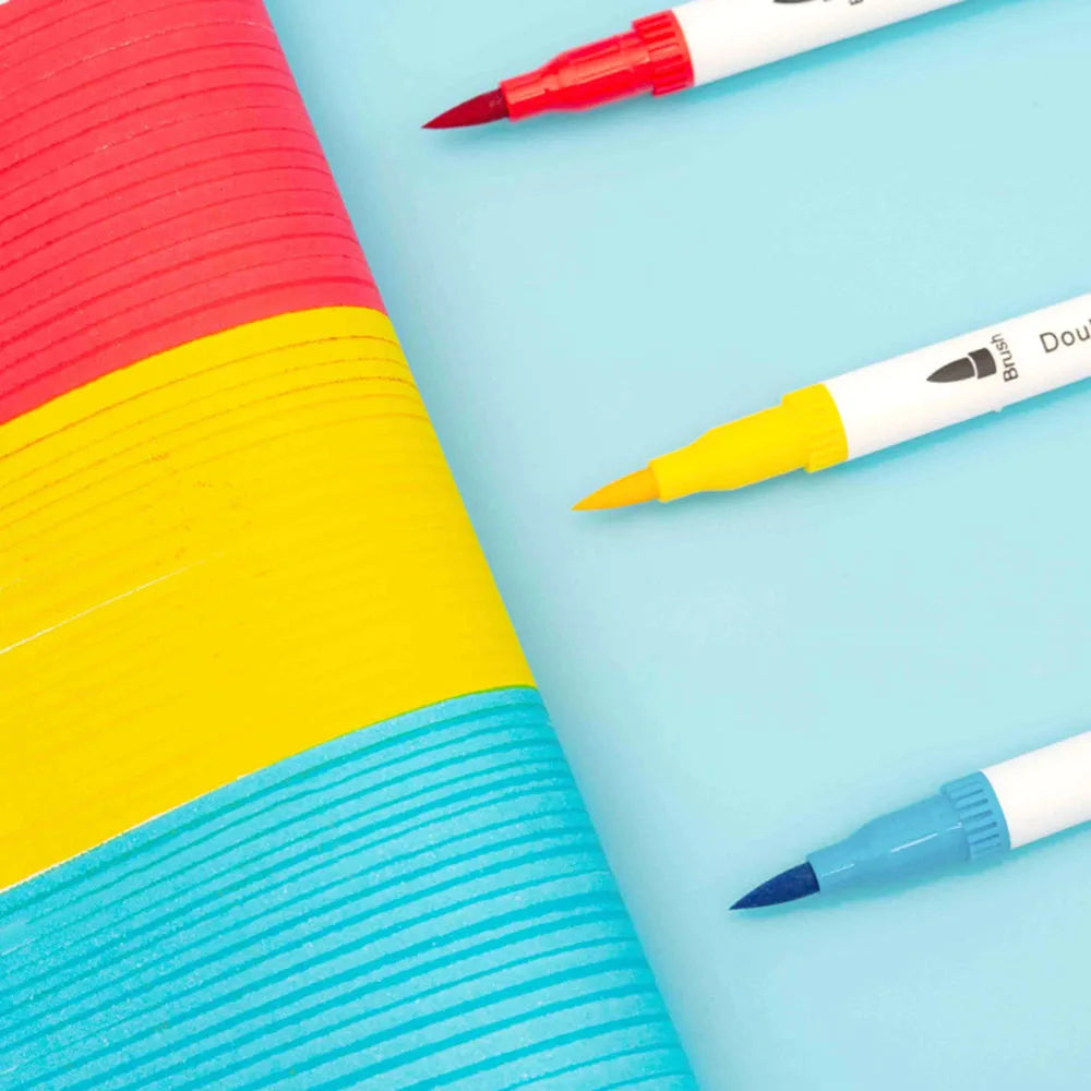 Dual Tip Brush Pen Fine Line Colored Marker Pens Washable Water-soluble Watercolor Pens for Drawing Painting Art Supplies