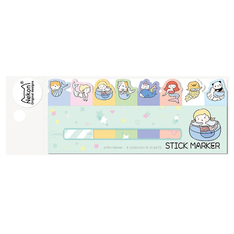 Nekoni Kawaii Animal Sticky Notes – Cute Self-Stick Memo Pad & Bookmarks
