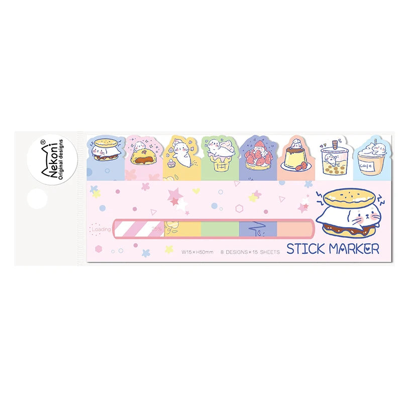 Nekoni Kawaii Animal Sticky Notes – Cute Self-Stick Memo Pad & Bookmarks