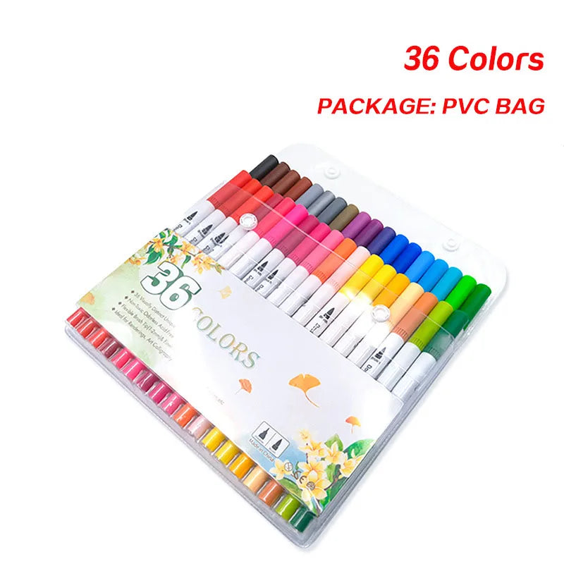 Dual Tip Brush Pen Fine Line Colored Marker Pens Washable Water-soluble Watercolor Pens for Drawing Painting Art Supplies