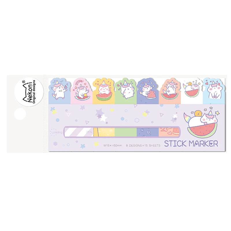 Nekoni Kawaii Animal Sticky Notes – Cute Self-Stick Memo Pad & Bookmarks
