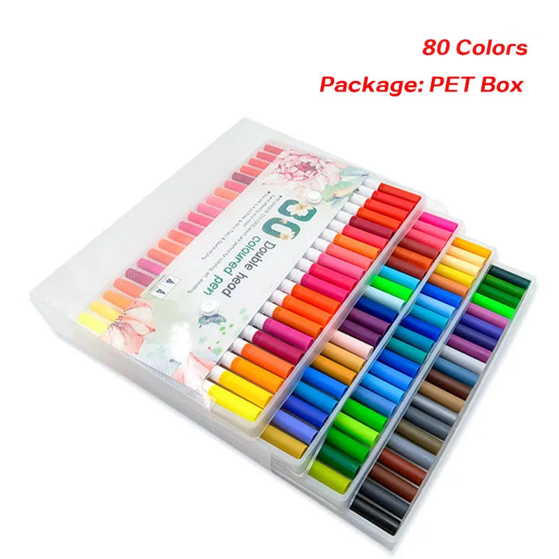 Dual Tip Brush Pen Fine Line Colored Marker Pens Washable Water-soluble Watercolor Pens for Drawing Painting Art Supplies