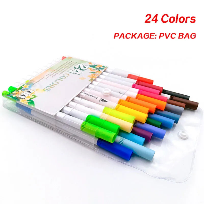 Dual Tip Brush Pen Fine Line Colored Marker Pens Washable Water-soluble Watercolor Pens for Drawing Painting Art Supplies