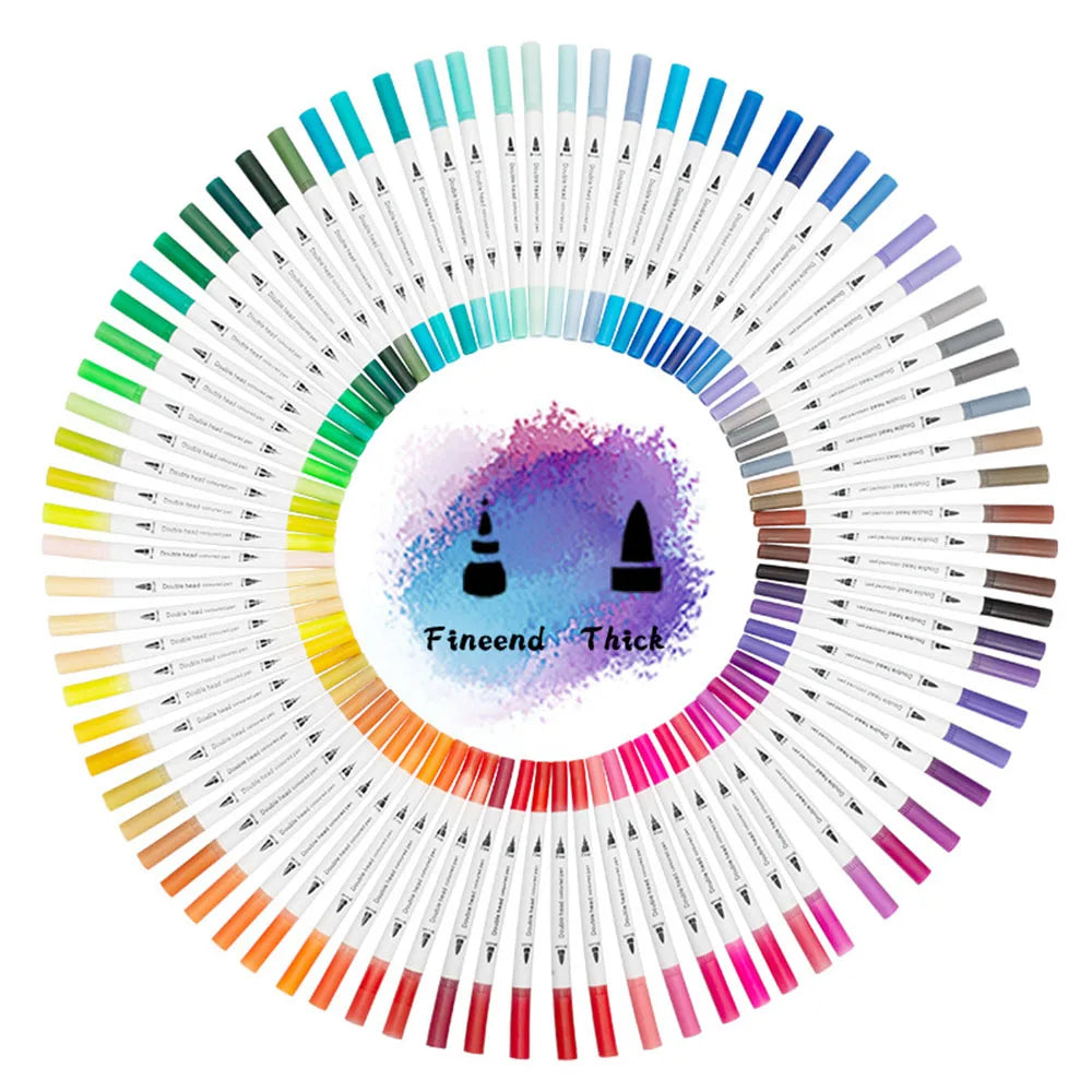 Dual Tip Brush Pen Fine Line Colored Marker Pens Washable Water-soluble Watercolor Pens for Drawing Painting Art Supplies