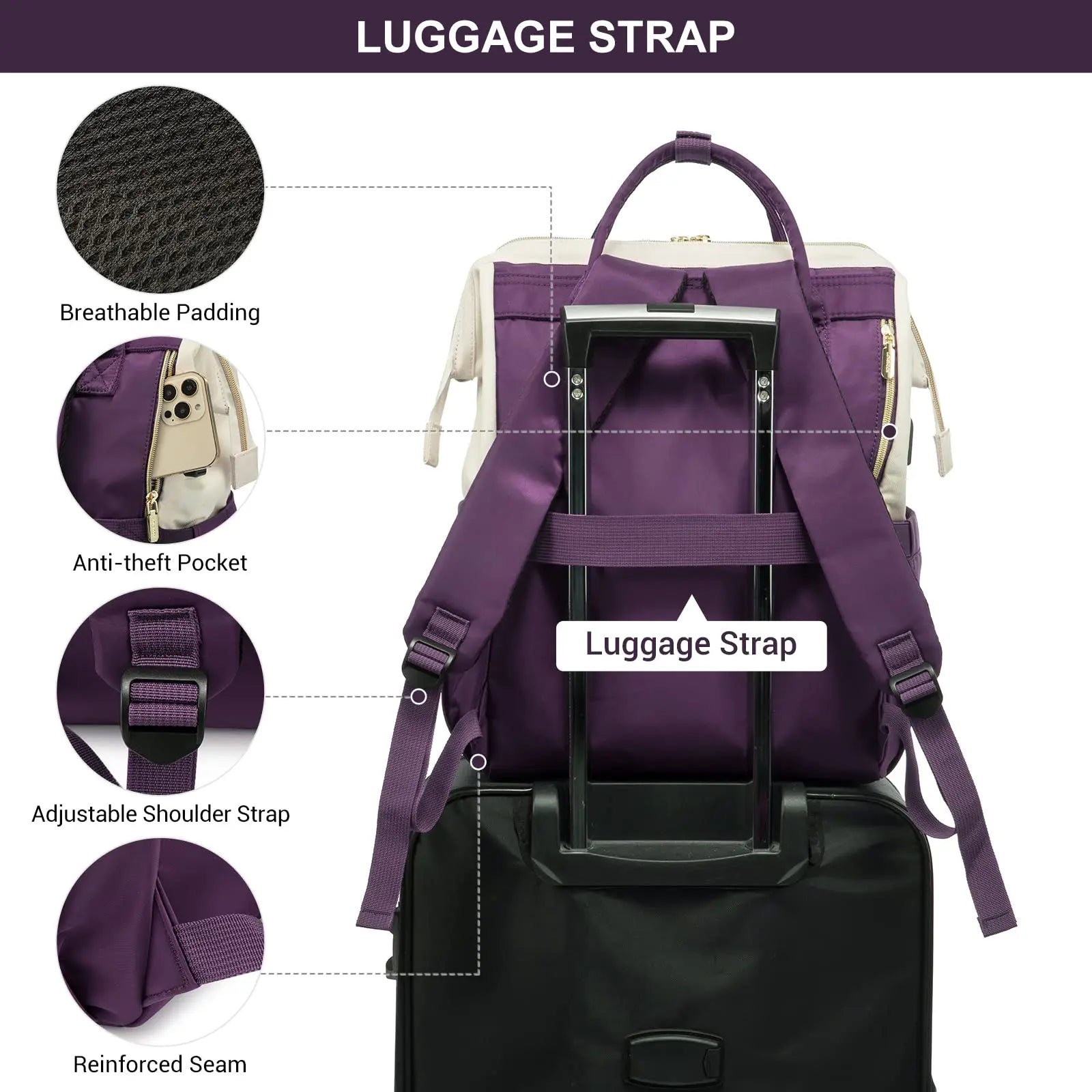 Lovevook 2024 14 15.6 17 Inch Large Cute Laptop Backpack for Women Oxford Waterproof Travel School Work Bag Luxury Lady Backpack