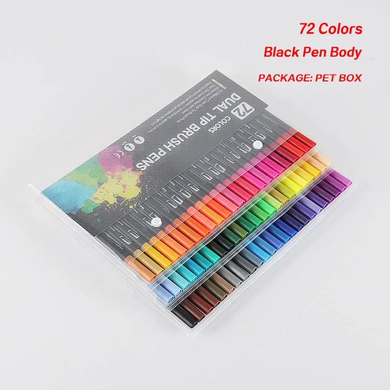 Dual Tip Brush Pen Fine Line Colored Marker Pens Washable Water-soluble Watercolor Pens for Drawing Painting Art Supplies