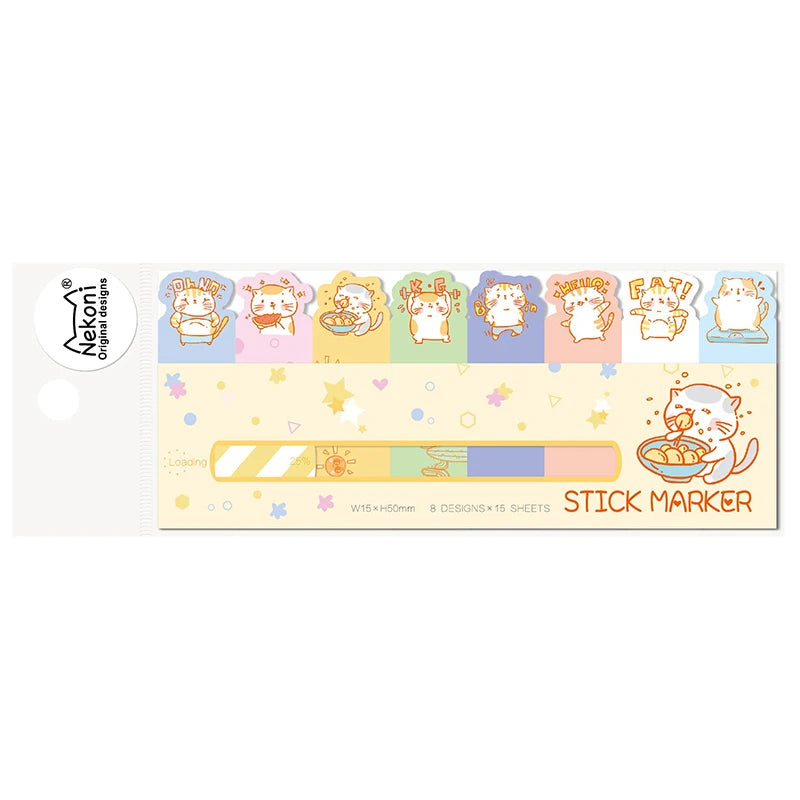 Nekoni Kawaii Animal Sticky Notes – Cute Self-Stick Memo Pad & Bookmarks