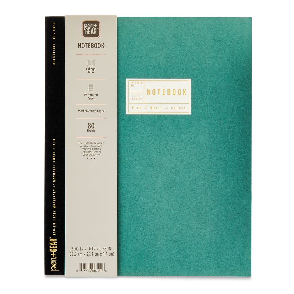 College Ruled Notebook, 8.03 X 10", 160 Pages, Green