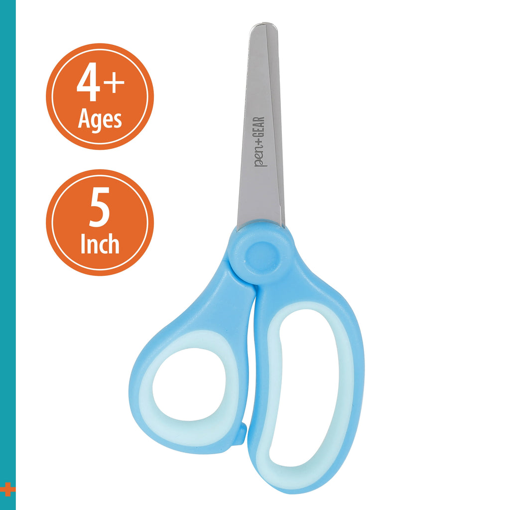 5-Inch Blunt-Tip Kids Scissors, Age 4-7, School Supplies, Multi-Purpose, Blue