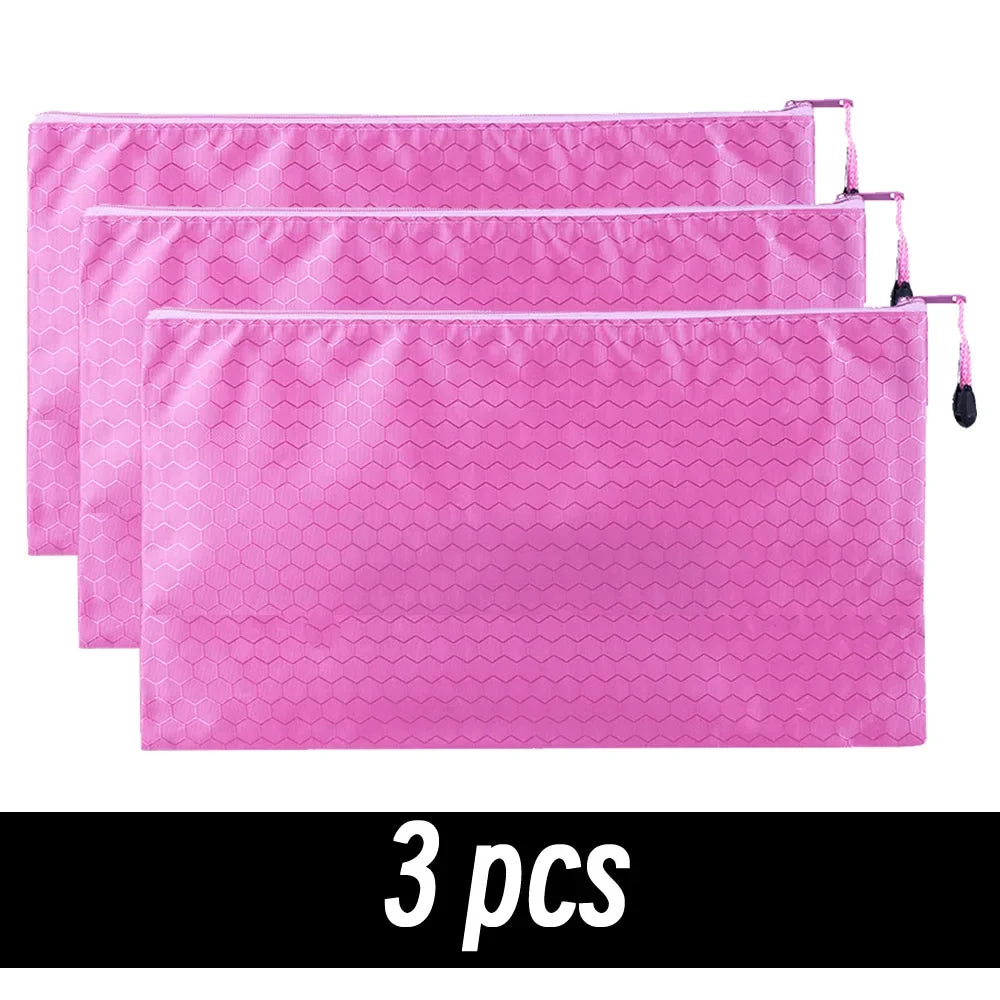 8 Colors Black Grid Pencil Bag Zipper Pouch Bill File Bag Makeup Small Pencil Case Waterproof Office Supplies Travel Accessories