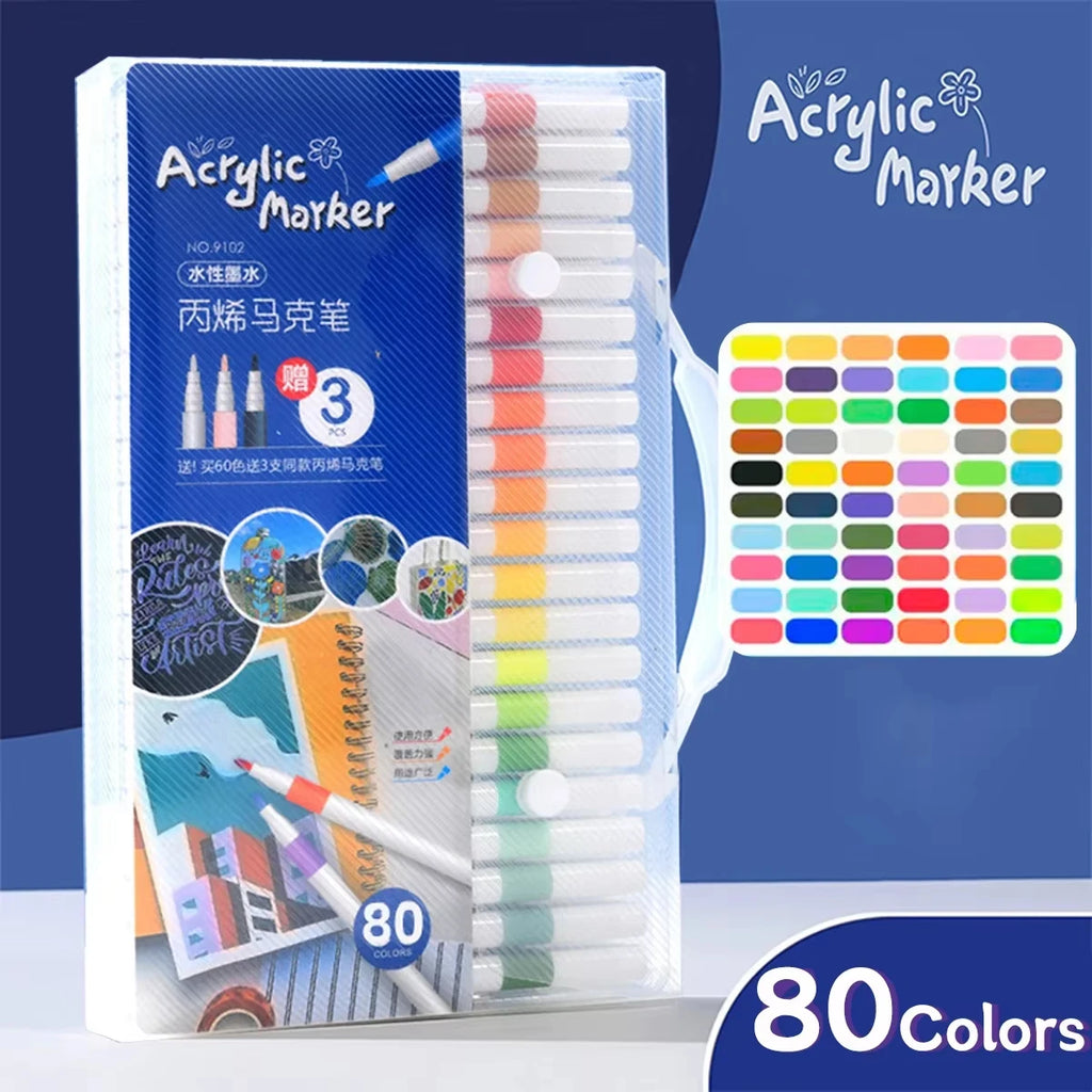 12/24/36/48/60 Color Water-based Acrylic Marker Pen Art DIY Production, Painting and Graffiti School Student Stationery Supplies