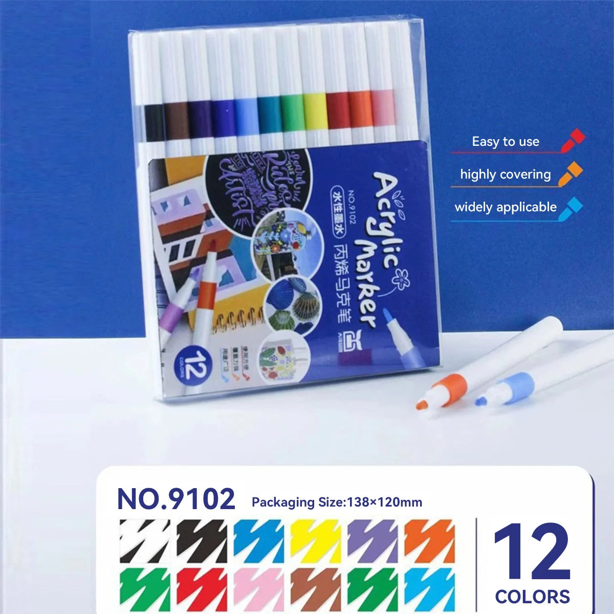 12/24/36/48/60 Color Water-based Acrylic Marker Pen Art DIY Production, Painting and Graffiti School Student Stationery Supplies