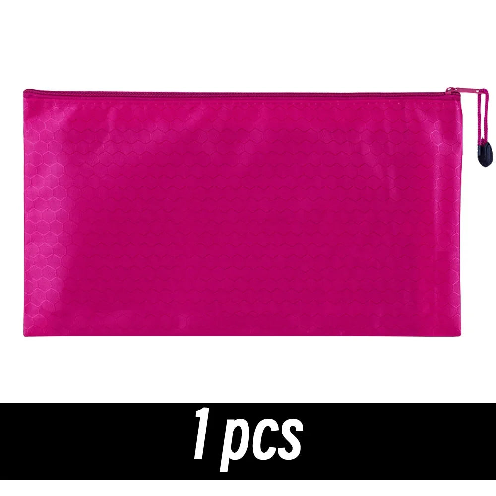 8 Colors Black Grid Pencil Bag Zipper Pouch Bill File Bag Makeup Small Pencil Case Waterproof Office Supplies Travel Accessories